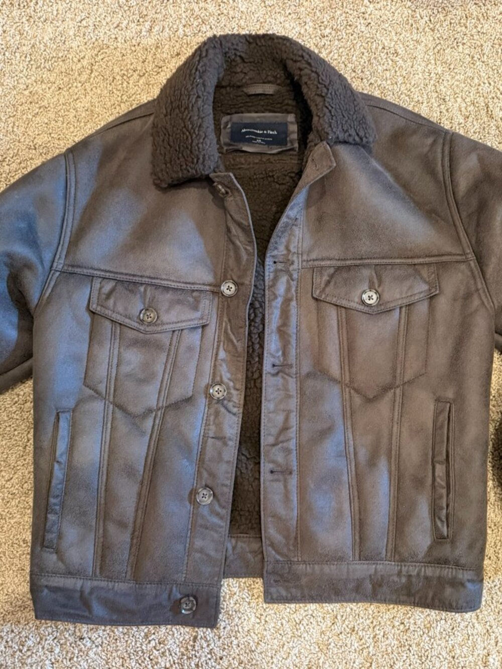 NWOT abercrombie & fitch men's vegan suede sherpa lined jackets